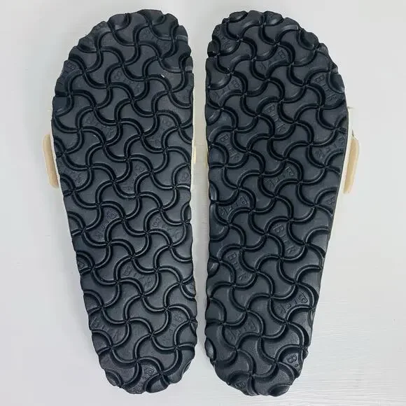 Birkenstock Madrid Big Buckle Rivet Logo 38 Narrow Canvas Eggshell Sandal NWOB - Picture 8 of 8